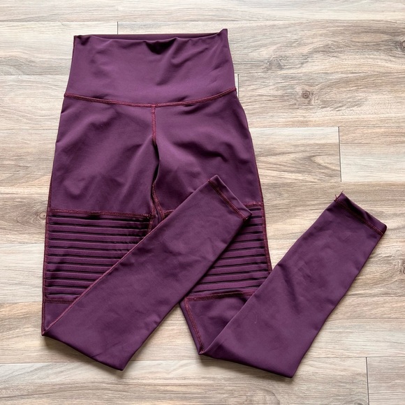 DYI Pants - DYI Full Length High Rise Leggings Striped Purple Tights Waisted Size S Small